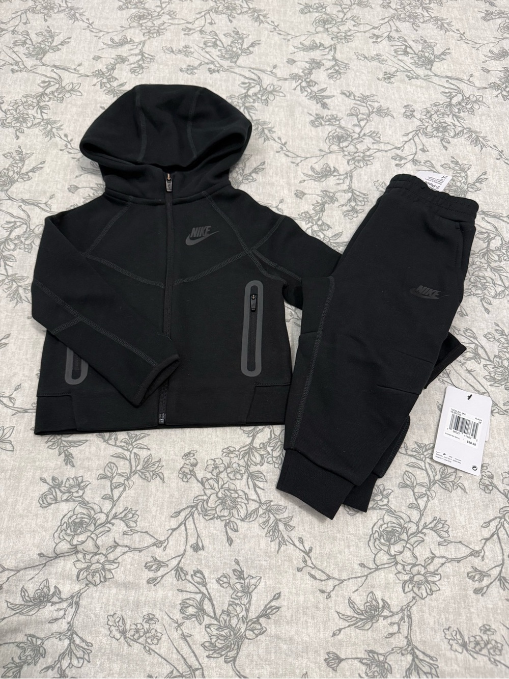 Nike Tech Kids Black Zip Hoodie & Joggers Set